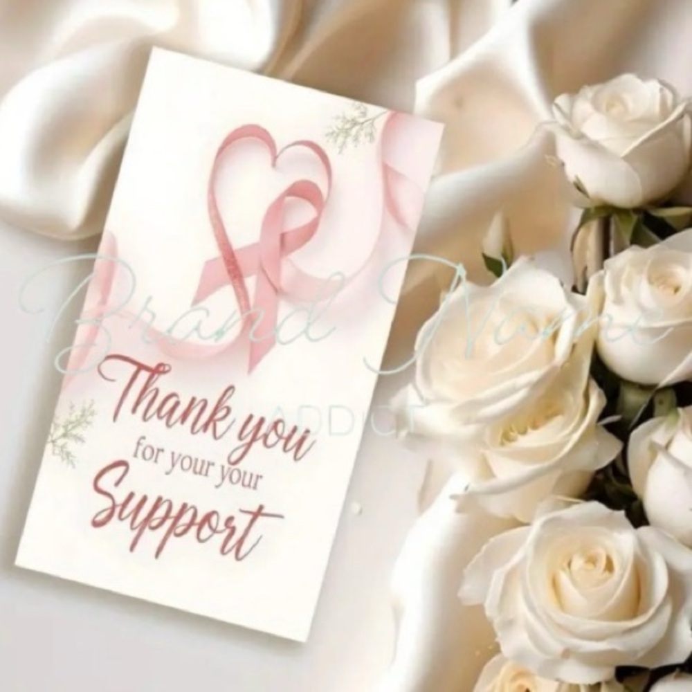 PRICE IS FIRM - Set of 25 Pink Ribbon Cancer Awareness ‘Thank You’ Cards